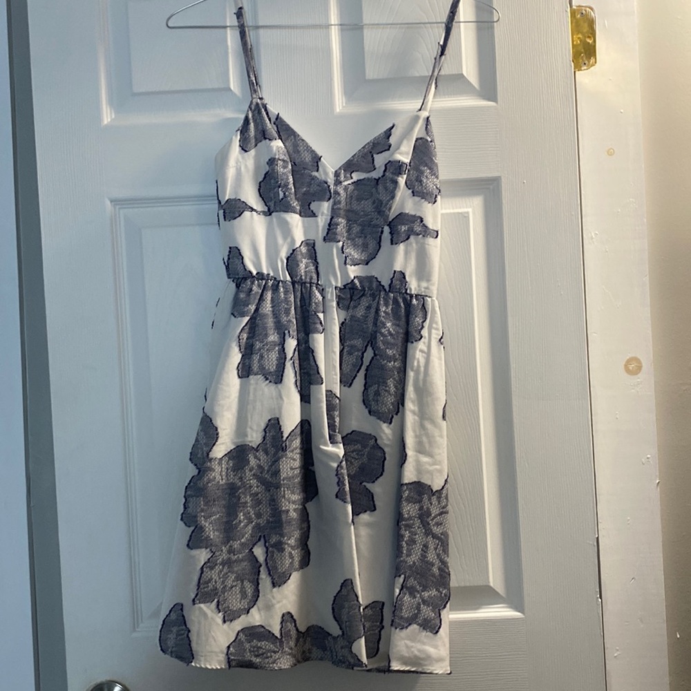 White and blue adjustable strap dress